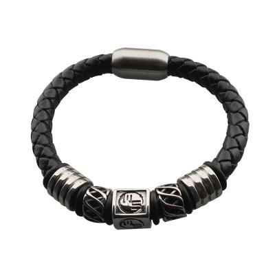 Stainless steel Bracelet with real leather